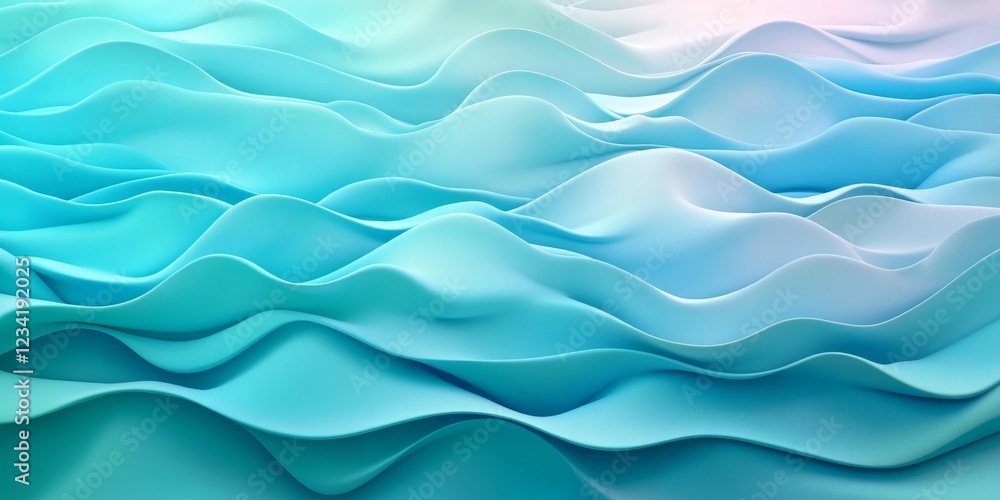 Fototapeta premium Abstract Seamless Gradient Wave Pattern, Minimalist Blue and Green Background, 3D Style Design