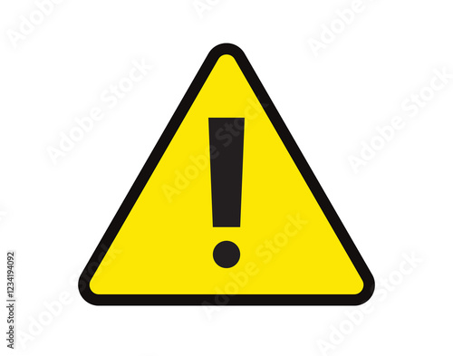 Yellow warning danger sign. Simple vector icon.