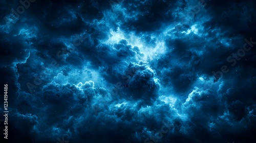 Dark Blue Stormy Cloudscape at Night