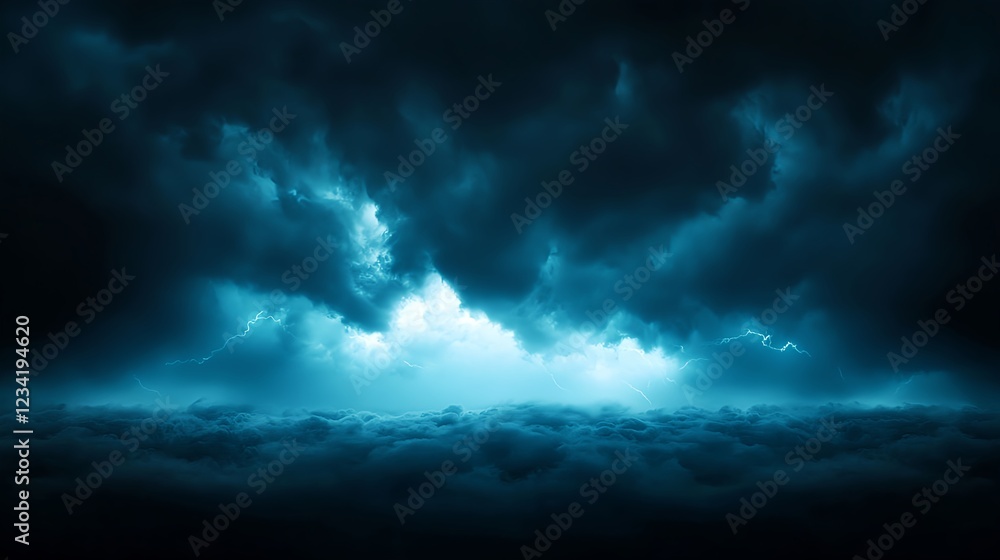Obraz premium Dark Blue Stormy Cloudscape at Night