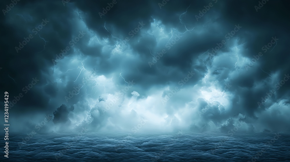 Obraz premium Dark Blue Stormy Ocean Night