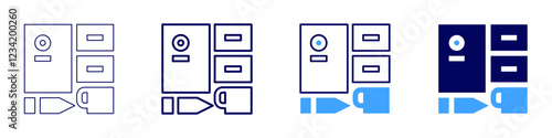 Stationery manufacturers icon in 4 different styles. Thin Line, Line, Bold, and Bold Line. Duotone style. Editable stroke