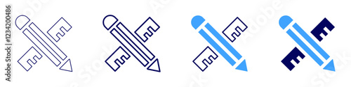 Stationery pencil icon in 4 different styles. Thin Line, Line, Bold, and Bold Line. Duotone style. Editable stroke