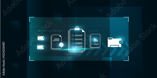 Document file storage in folder management concept 