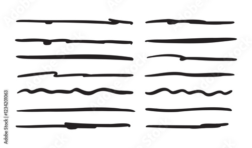 Doodle highlighting elements. Hand drawn lines, drawing line sketch style