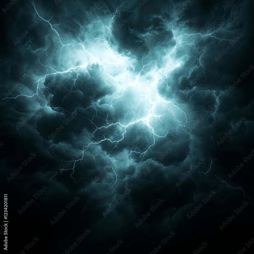 Obraz premium Dark Clouds and Bright Lightning Storm