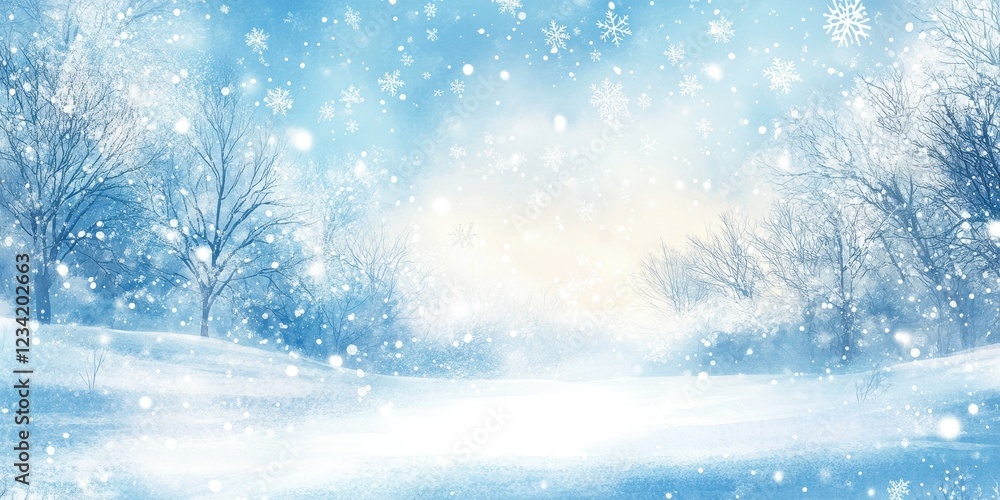 Winter Wonderland Snowy Landscape Scene With Trees Winter Wonderland Snowy Landscape Scene With Trees