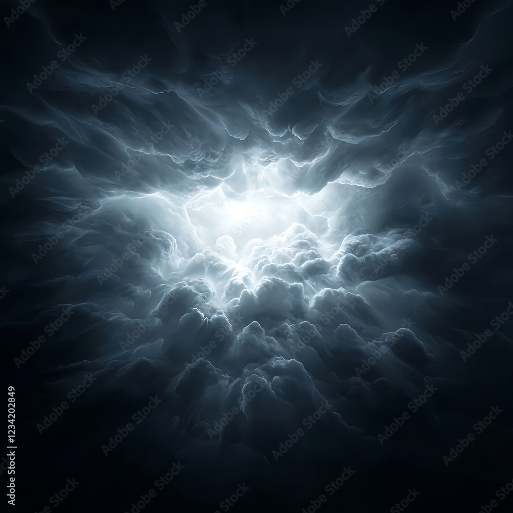 Obraz premium Dark Clouds Parting to Reveal Bright Light Abstract Digital