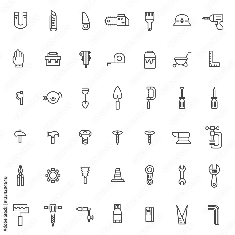 線画工具類関連のアイコンセット 線画工具類関連のアイコンセット