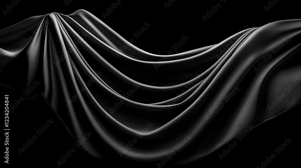 Fototapeta premium Dark Elegant Draped Black Fabric with Smooth Texture and