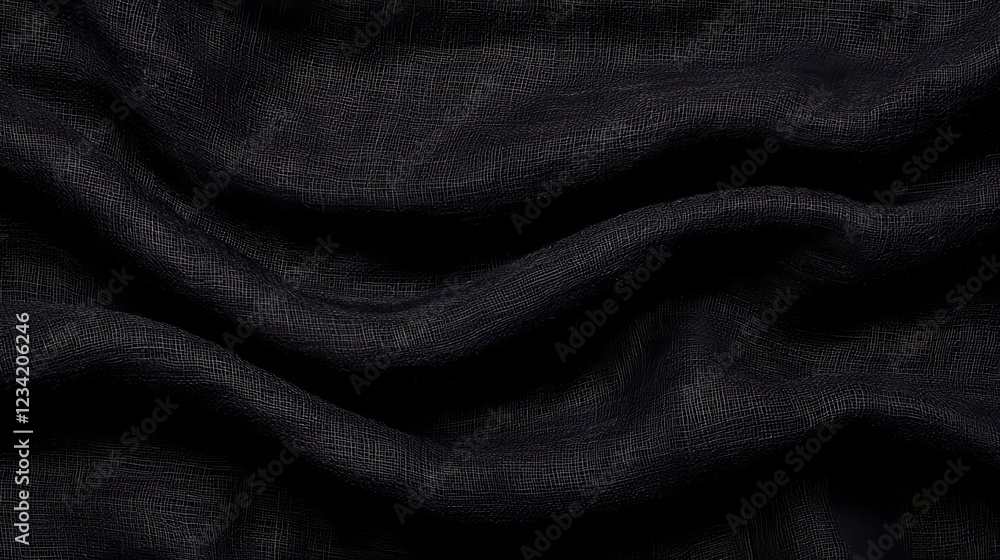 Dark Gray and Black Fabric Texture with Subtle Waves Dark Gray and Black Fabric Texture with Subtle Waves