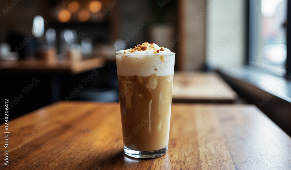 Iced Latte with Vanilla Syrup and Foam Iced Latte with Vanilla Syrup and Foam