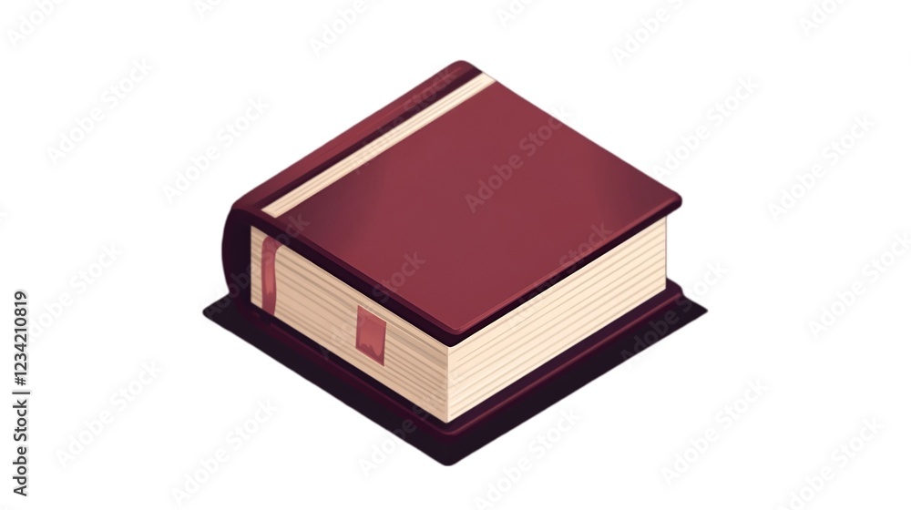 Ultra-Realistic Flat Design Book Icon in Classic Maroon Ultra-Realistic Flat Design Book Icon in Classic Maroon