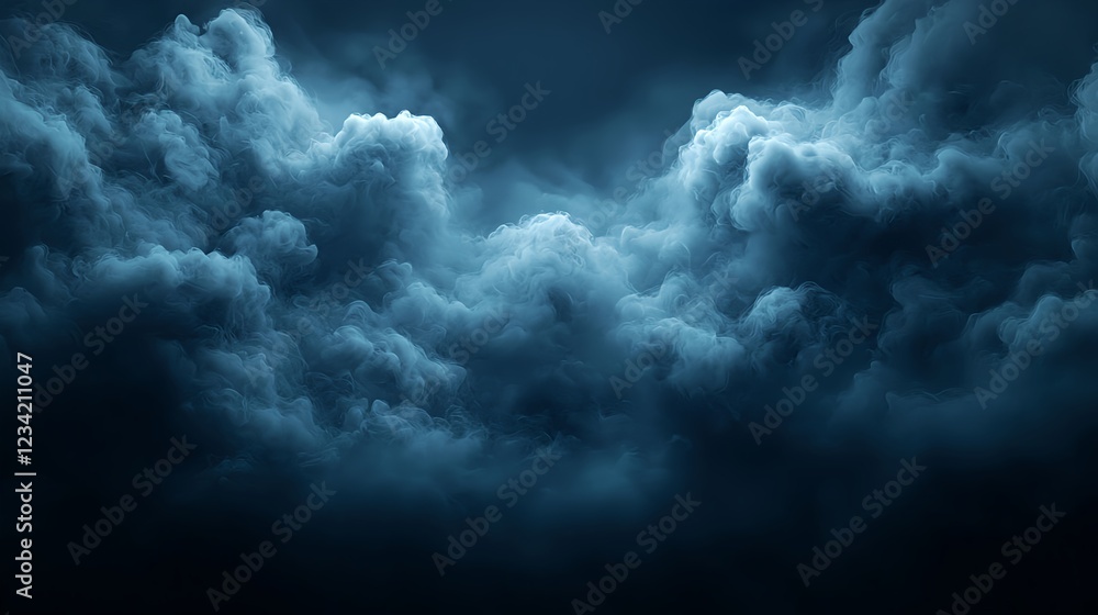Obraz premium Dark Moody Cloudscape Intense Blue Stormy Night Sky
