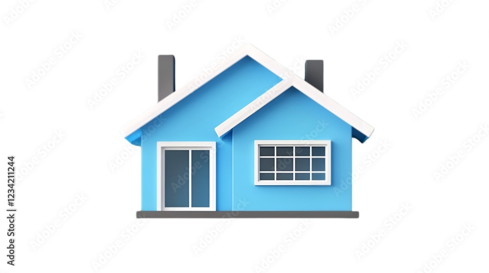 Ultra-Realistic Flat Design Home Icon in Soft Pastel Blue Ultra-Realistic Flat Design Home Icon in Soft Pastel Blue