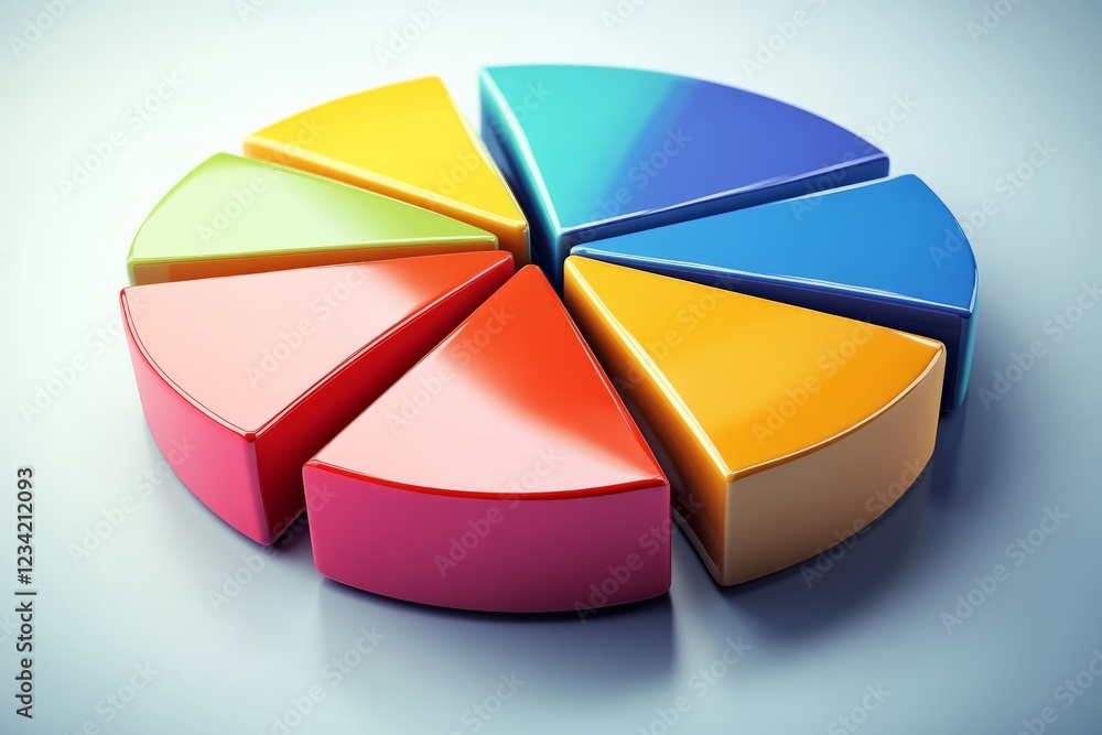 Obraz premium Colorful pie chart segments arranged in a circular formation on a smooth surface representing data visualization concepts