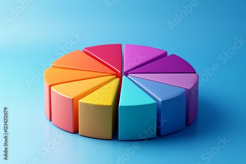 Colorful geometric pie chart model demonstrating effective data representation in educational settings