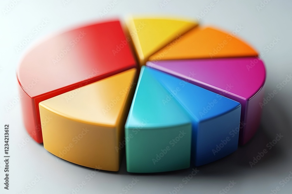 Fototapeta premium Colorful segmented pie chart made of plastic pieces arranged on a flat surface
