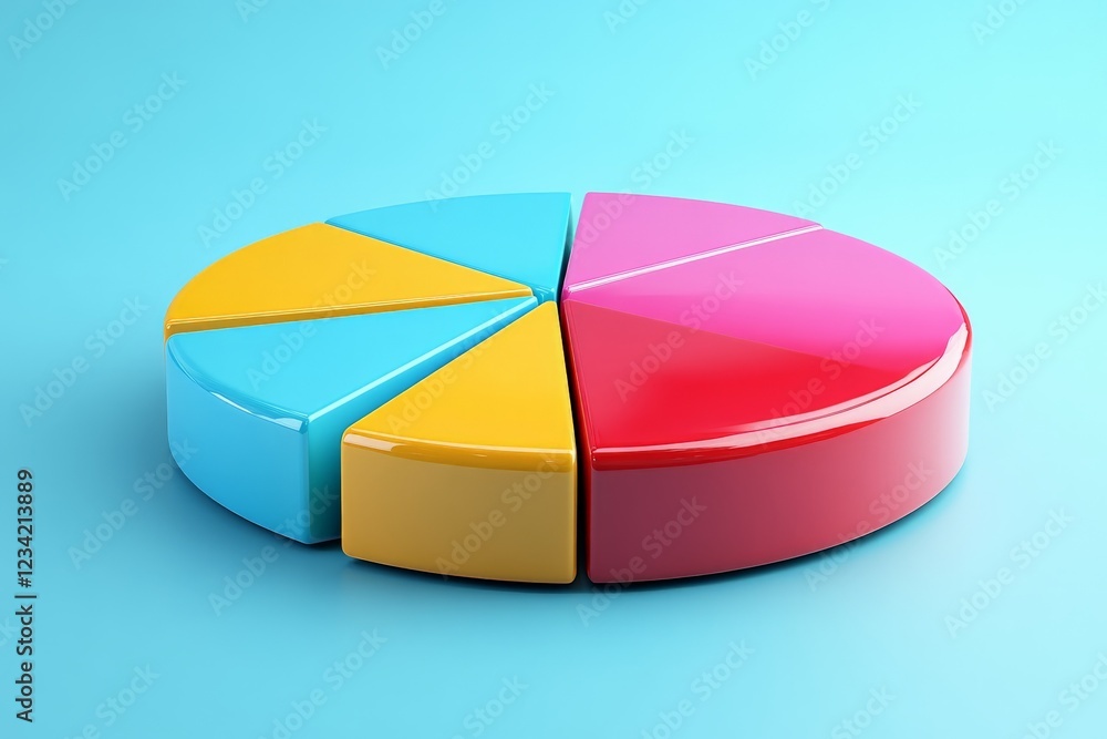 Obraz premium Colorful pie chart made of glossy segments demonstrating data visualization in a modern design setting