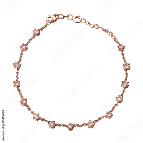 Wallpaper Mural Delicate Rose Gold Charm Bracelet with Tiny Gemstone Isolated on Transparent or blank Background, PNG Torontodigital.ca