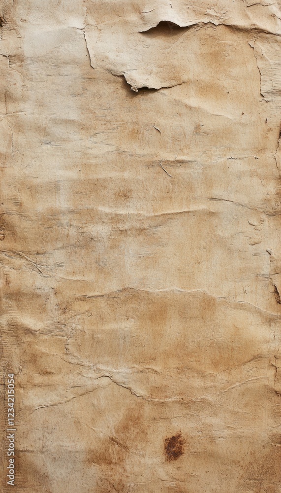 Aged, textured paper with creases and discoloration. Aged, textured paper with creases and discoloration.
