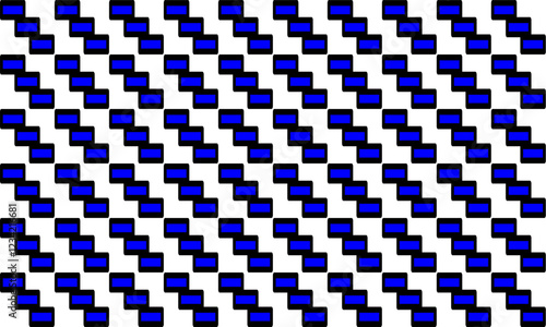 blue stair step of block square with black border repeat pattern, replete image, design for fabric printing, patter print