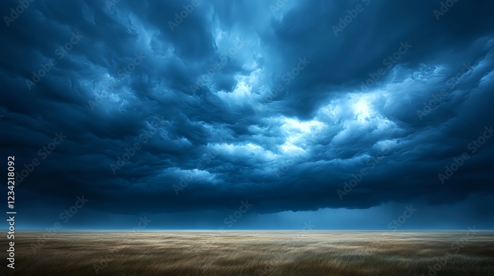 Obraz premium Dark Storm Clouds Over a Golden Field