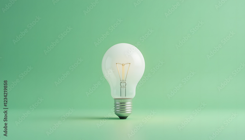 White light bulb on bright green background White light bulb on bright green background