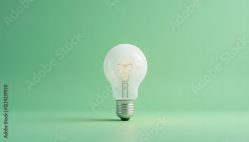 White light bulb on bright green background