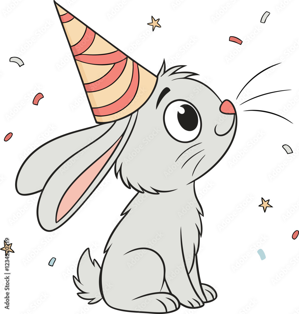 Naklejka premium bunny happy birthday celebration