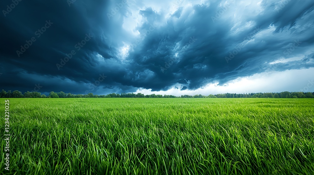 Obraz premium Dark Storm Clouds Over Lush Green Field