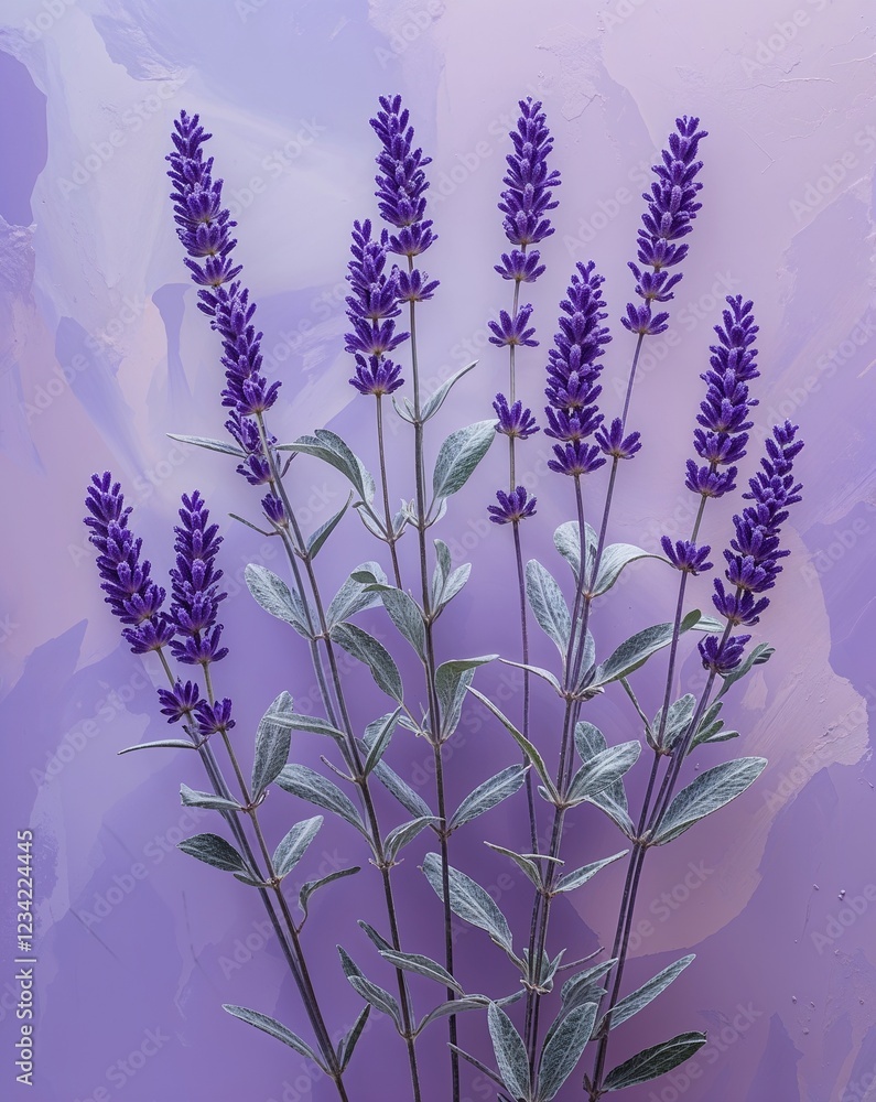 Naklejka premium Lavender mist leaves on a pastel lilac background