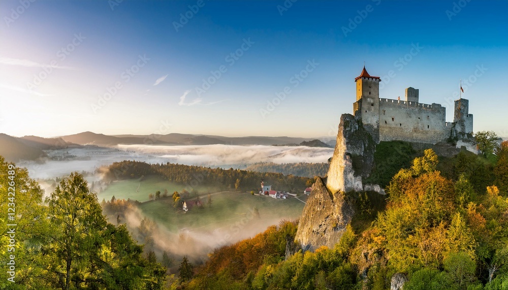 Fototapeta premium Majestic landscapes surround the historic stronghold. 