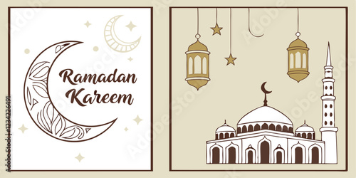 Vector Card Set for Eid al-Adha & Iftar – Arabic Text, Eid Mubarak Greetings, Ramadan & Islamic Holidays