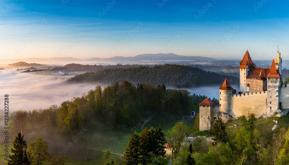 Naklejka premium Witness the changing seasons from the castle. 