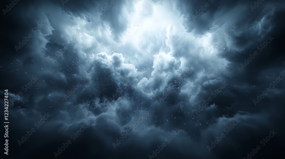 Obraz premium Dark Stormy Night Sky with Bright Light