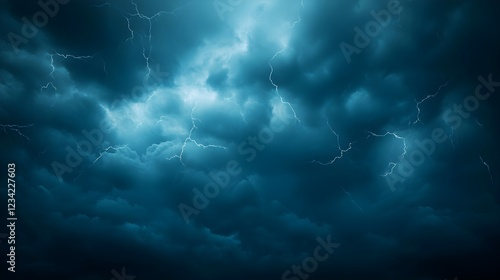Dark Stormy Night Sky with Lightning