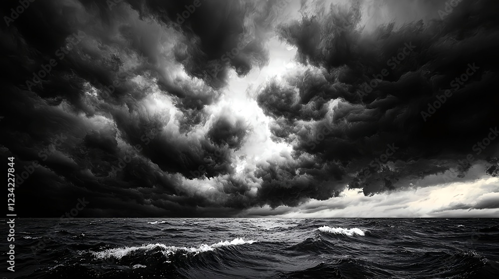 Fototapeta premium Dark Stormy Ocean Dramatic Cloudscape
