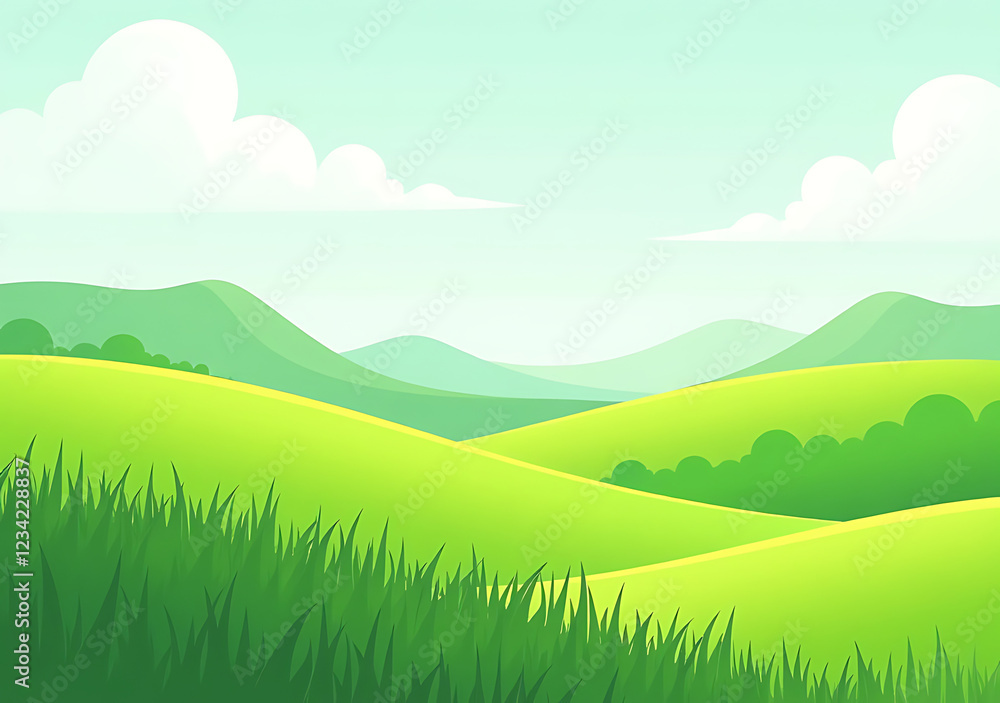 Fototapeta premium green grass grows along edges beautiful landscape spring season every