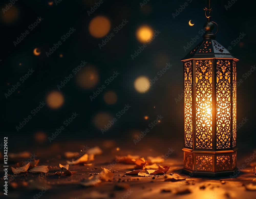 Intricate Lantern: Warm Light and Autumn Leaves Intricate Lantern: Warm Light and Autumn Leaves