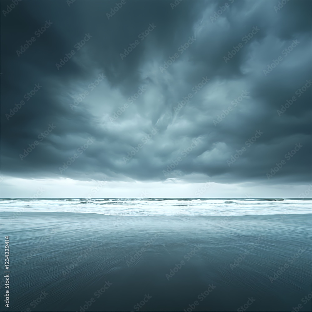 Fototapeta premium Dark Stormy Seascape Dramatic Coastal Scene
