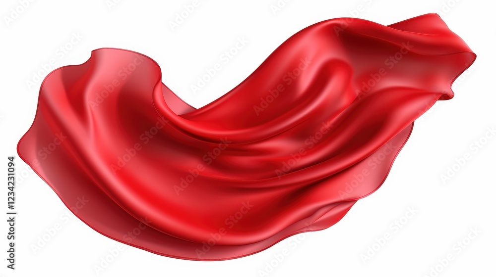 Fototapeta premium Flowing Red Silk Fabric Waving in the Air with a Smooth Texture and Vibrant Color Capturing the Beauty of Draped Material in Motion