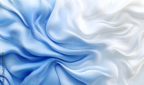Wallpaper Mural Blue and white silk fabric waves, abstract background, soft texture, design element Torontodigital.ca
