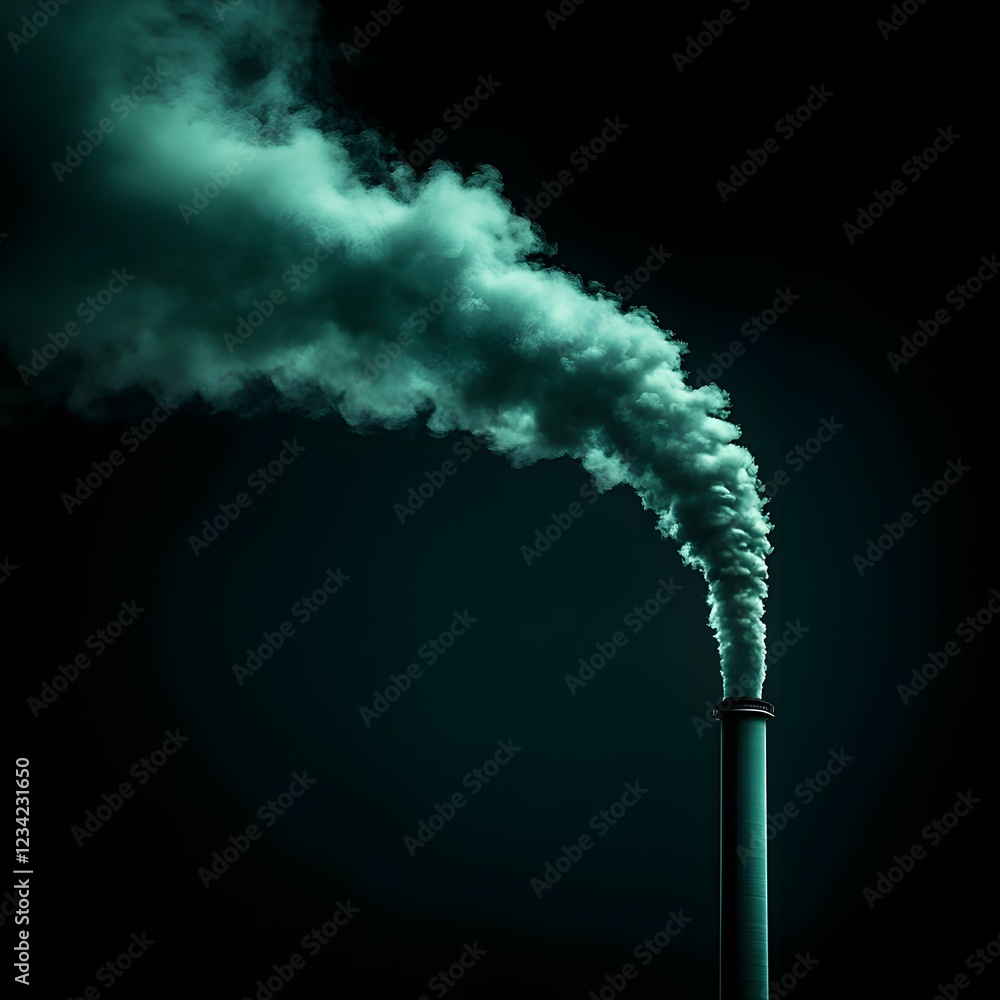 Fototapeta premium Dark Teal Industrial Smokestack at