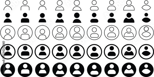 User profile icon set. User icon in flat style .user profile or login buttons User profile login icon vector set. Editable stroke. Isolated. Line and flat style. Vector