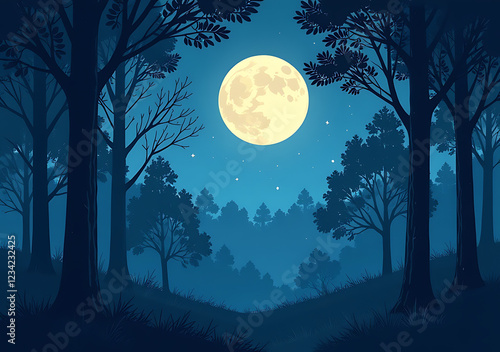 moonlight enchanted forest glows softly everywhere tonight gently illuminating magical trees soft silver