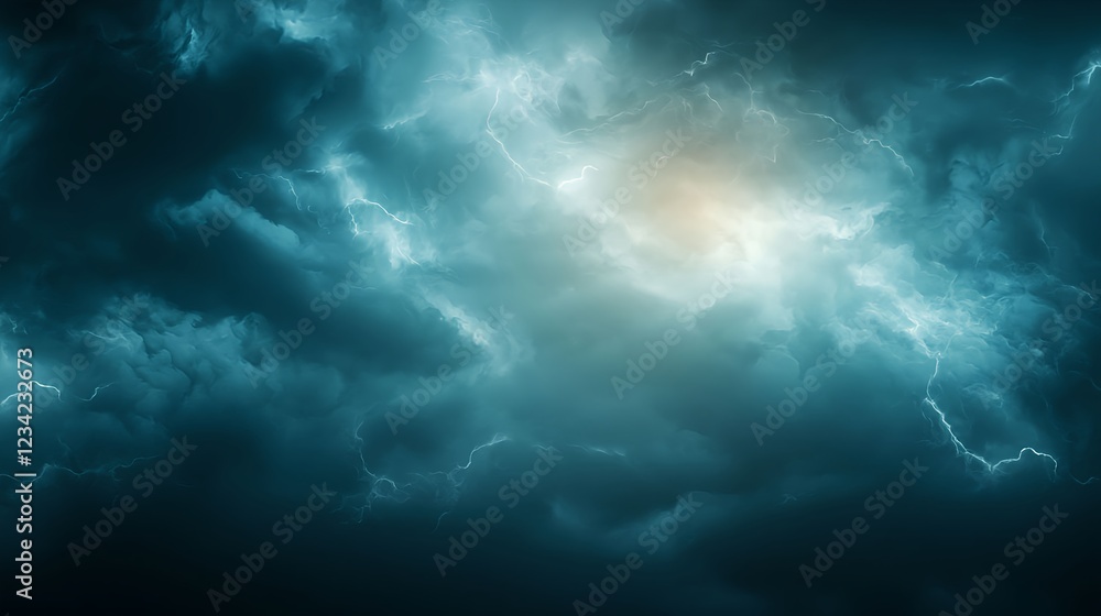Obraz premium Dark Teal Storm Cloudscape at Night