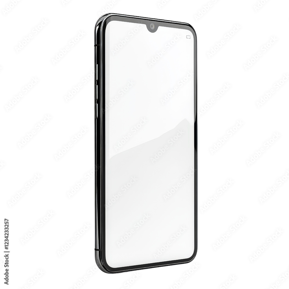 Modern smartphone with blank screen, isolated on clean, bright studio background for design mockup and display Modern smartphone with blank screen, isolated on clean, bright studio background for design mockup and display