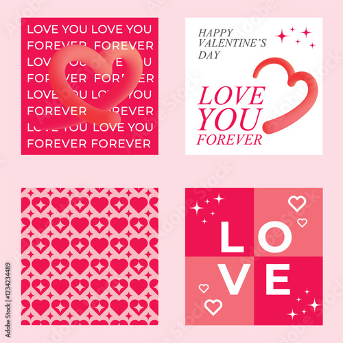 Happy Valentine's Day templates for social media posts, cover, poster, banners, marketing, sales promotion. Vector illustration.