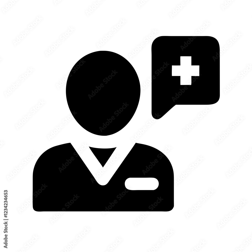 Doctor icon, professional and caring, minimalist style, black and white design Doctor icon, professional and caring, minimalist style, black and white design